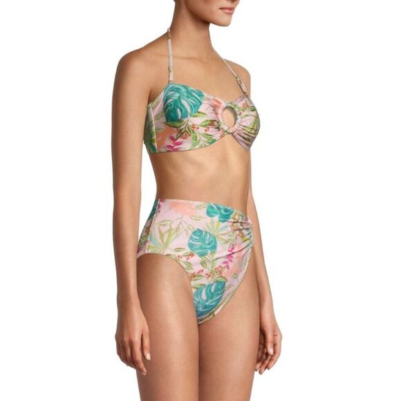 PatBo Womens Tropicalia Palm O Ring Bandeau Bikini Top Removable Straps X-Small - Picture 1 of 13